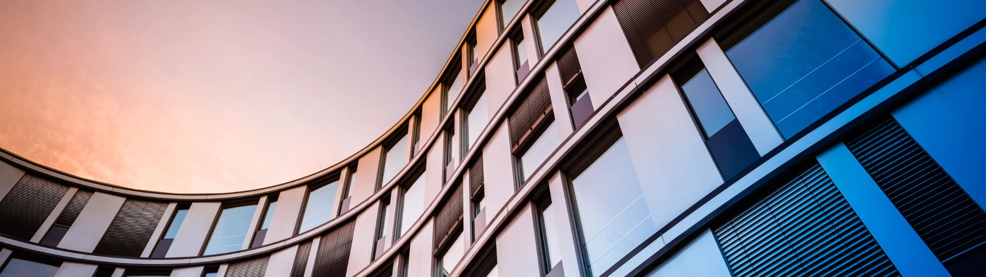 Curved glass office building